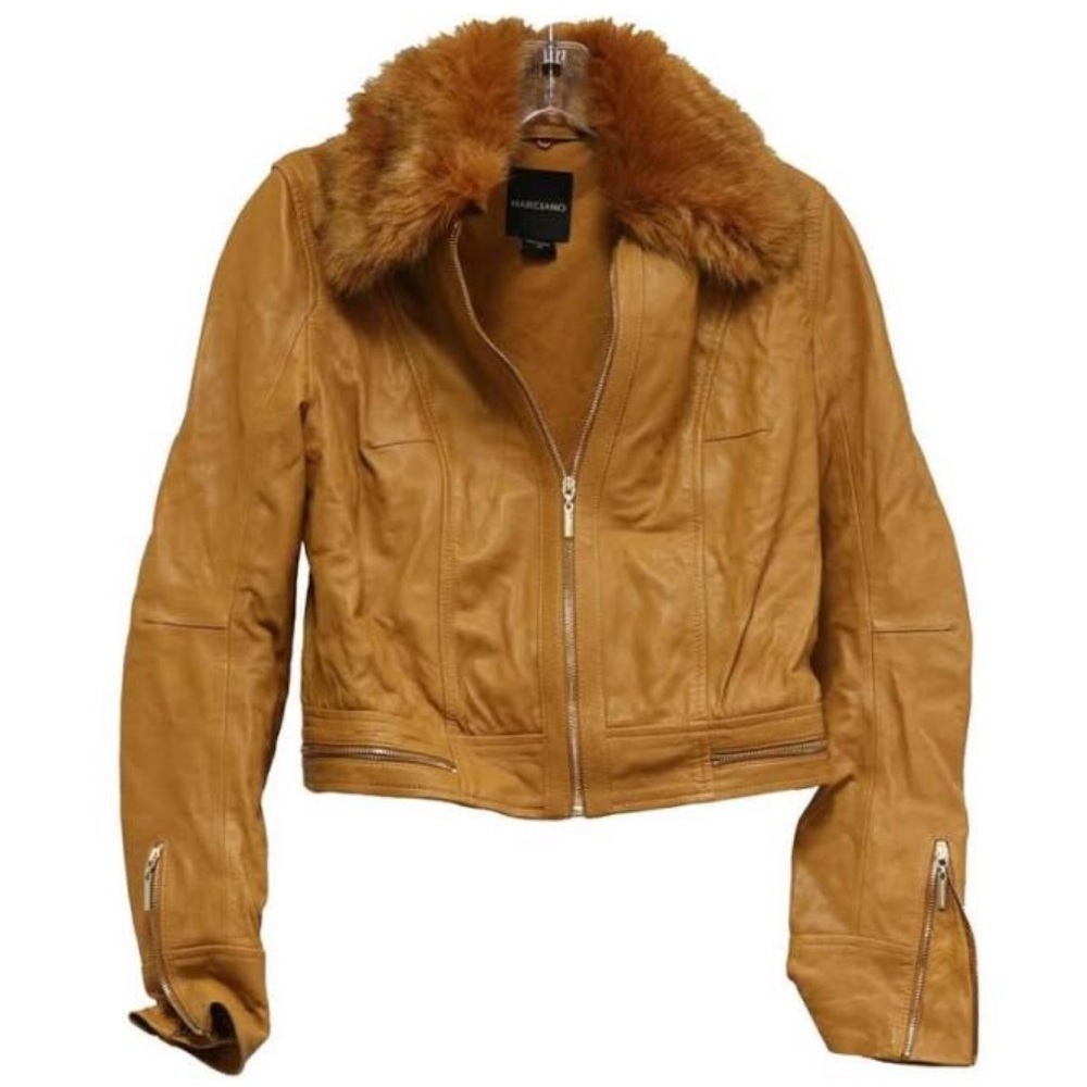 New Guess by Marciano Leather Jacket Fur Collar S